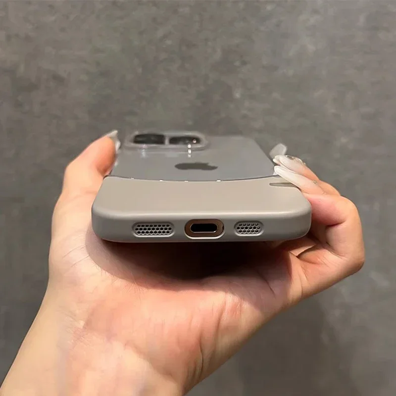 2 in 1 Titanium Gray Splice Ultra-thin Series Phone Case for IPhone 16 15 Pro Max Plus for Apple Shockproof Protect Hard Cover