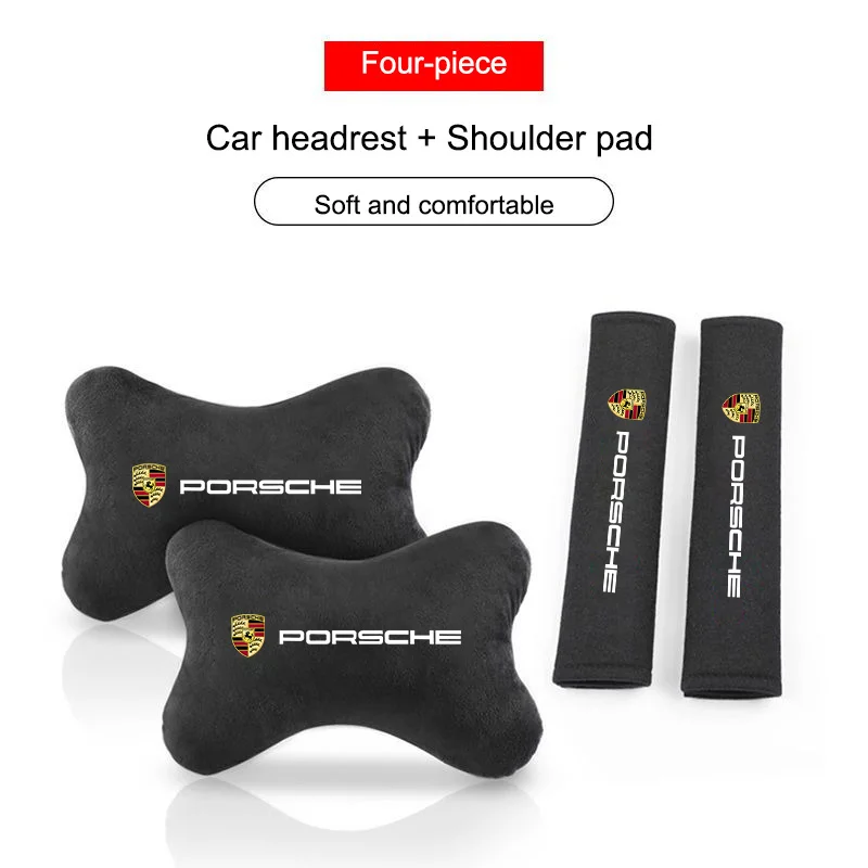 Almohadillas de protección para cinturón de seguridad de coche, reposacabezas para el cuello, almohada para Porsche Cayenne Panamera Macan 911 718 Taycan Boxster Cayman 918