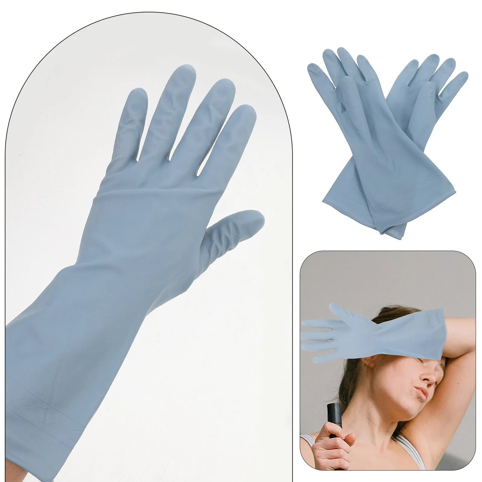 

3pcs 3 Pairs Blue L Waterproof PVC Gloves for Dishes Comfortable Reusable Thin Household Rubber Gloves Kitchen Cleaning