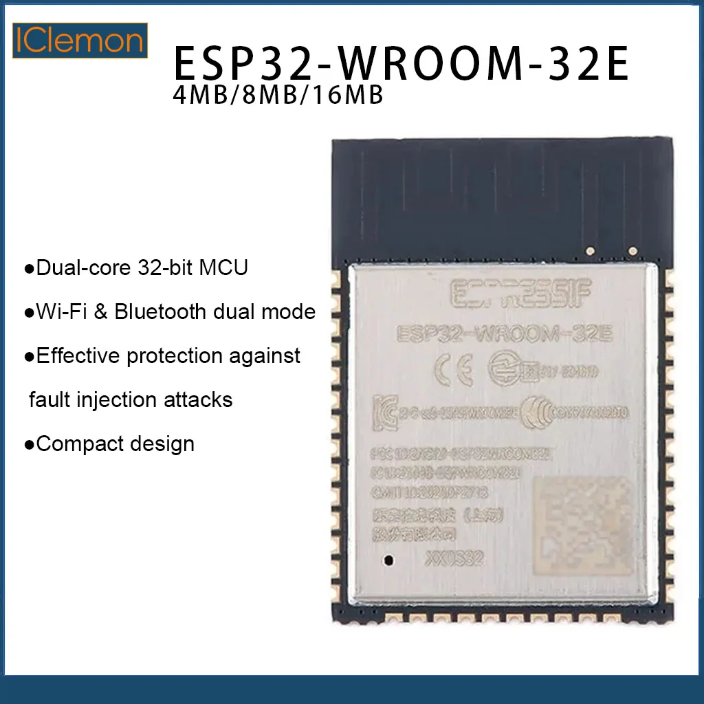 ESP32-WROOM-32E 4MB/8MB/16MB Flash ESP32 Dual-core WiFi Bluetooth-compatible Wireless Wi-Fi MCU Module IOT ESP-32 WROOM 32E