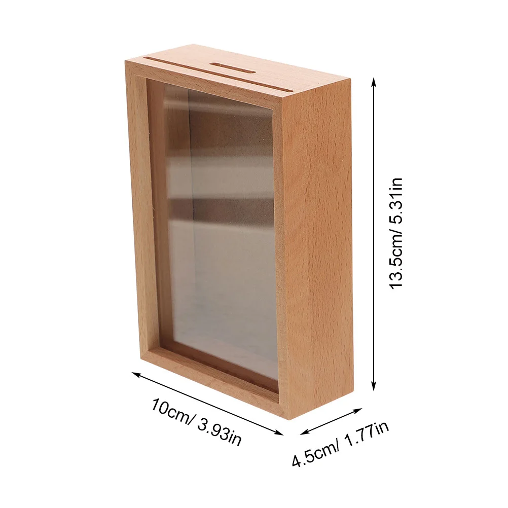 Unieke volwassen spaarpot houten tips geld opbergdoos transparante muntbank voor thuiskantoor cadeau met schaduwdoos frame ontwerp