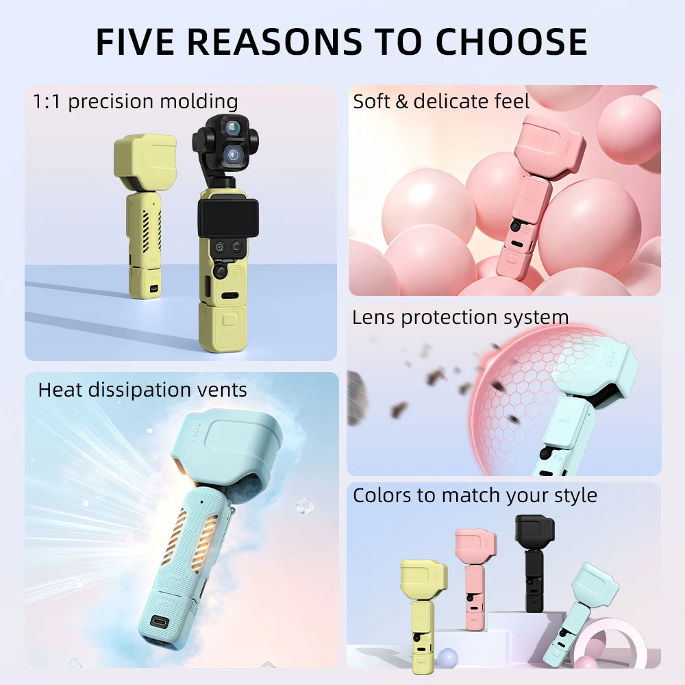 BRDRC Silicone Cover for DJI Osmo Pocket 4P Comprehensive Protection Silicone Case Scratch-Resistant for DJI Pocket 4P Accessory