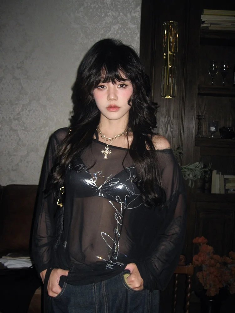 

Летний топ Forlions Me See-tough с длинным рукавом, облегающий, с вырезами на плечах, однотонный, для модных девушек