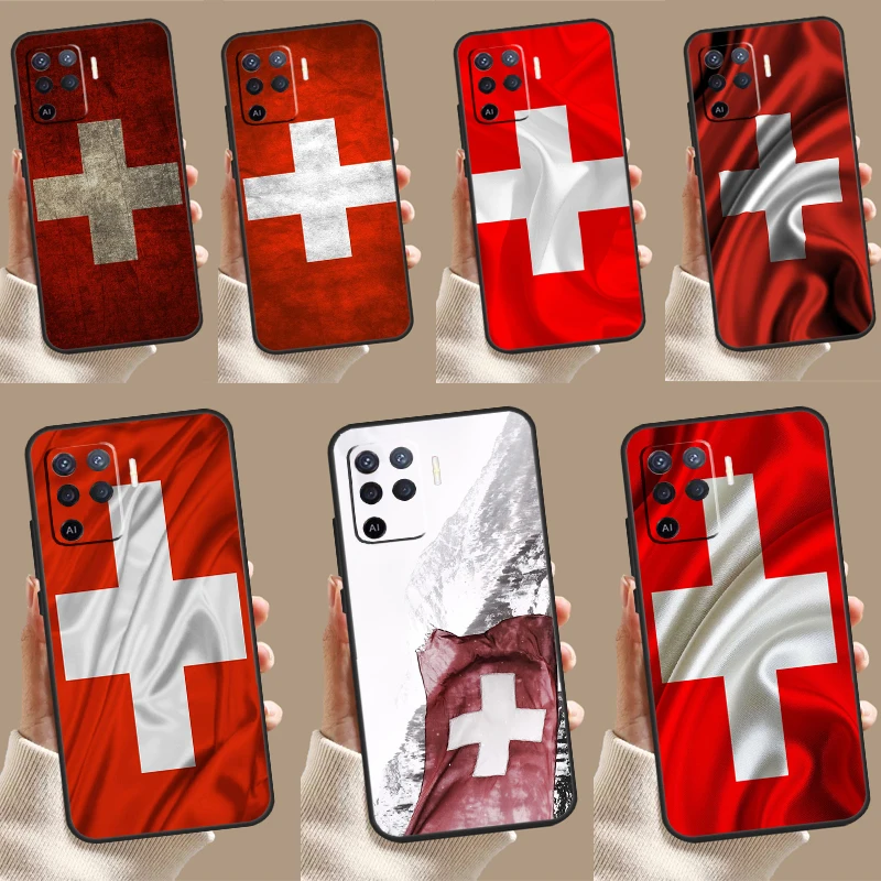 Switzerland Swiss Flag For OPPO A9 A5 A53 2020 A52 A72 A96 A76 A16 A54 A74 A94 A58 A78 A98 A15 A79 A17 A57 A77 Case