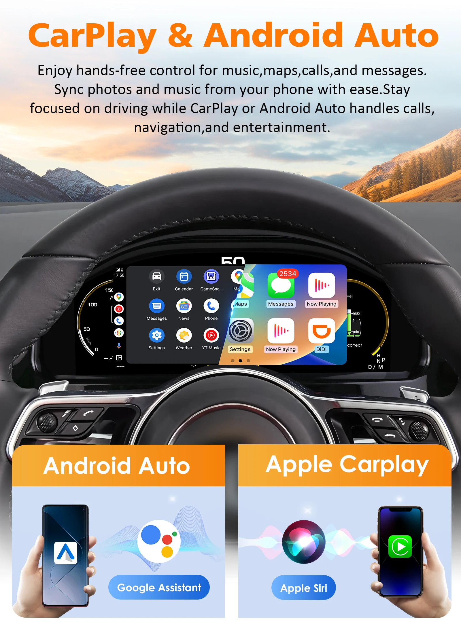 Hizpo 12,3-Zoll Digitales Auto-Instrumentencluster für Porsche Cayenne 2011 - 2017 LCD-Armaturenbrett Virtuelles Cockpit CarPlay Android Auto – Detail 4