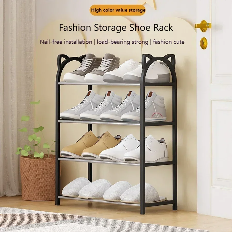 hot 4 layer 56*47*19cm Household storage rack Simple shoe cabinet Shoe storage rack Cat galvanized tube shoe rack