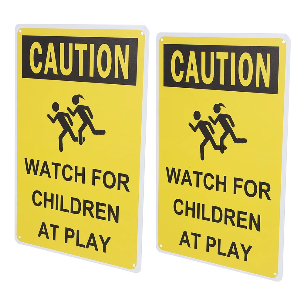 

2Pcs Road Safety Sign Kids Playing Caution Children Safety Slow Down Warning Durable Iron for Neighborhoods Parks Schools