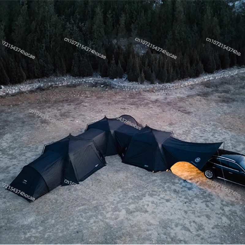 4Mx4M Quickly Build Waterproof Silver Coated Fabric Canopy Sunscreen Camping Automatic Dome Sleep Cabin, Expanded Canopy