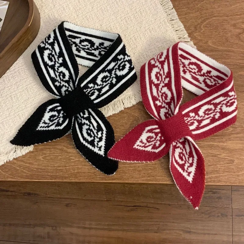 

Шарф осенне-зимний в британском литературном стиле с цветочным жаккардовым узором, двусторонний, теплый, осенний, небольшой шарф.