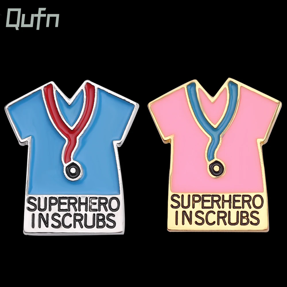 Superhero Inscrubs Medical Brooches Pink Blue Clothes Fashion Enamel Lapel Pin for Nurse Doctor Shirt Collar Badge Pins Jewelry