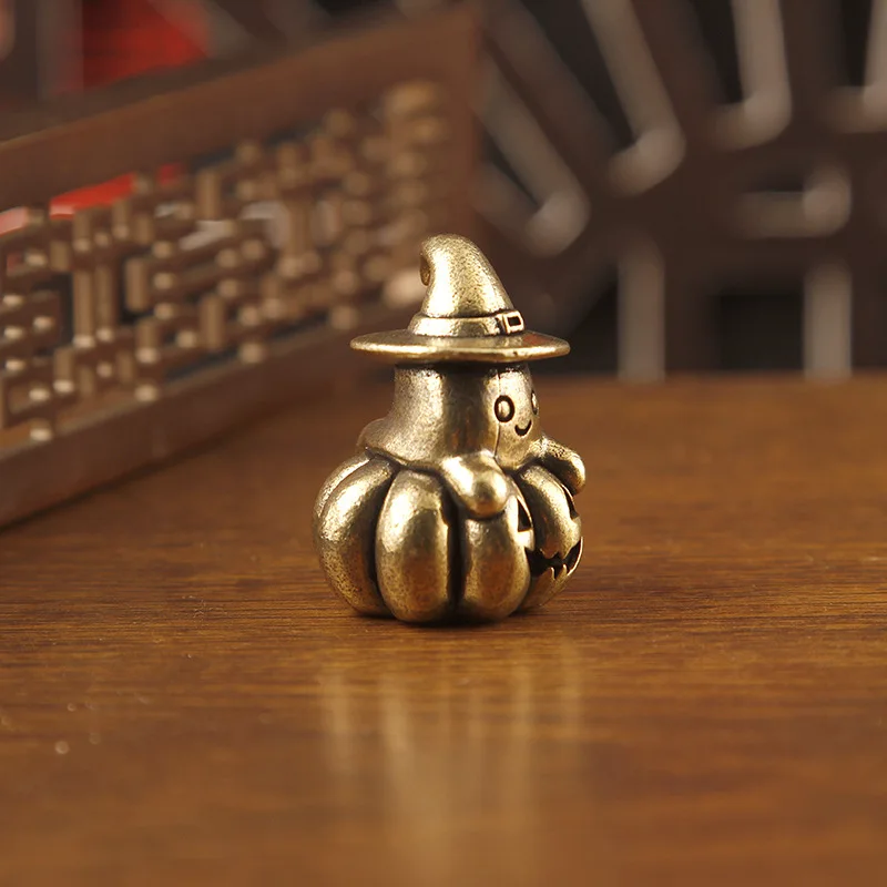 1 piece of brass cartoon ghost pumpkin small ornaments Halloween pumpkin head desktop ornaments crafts
