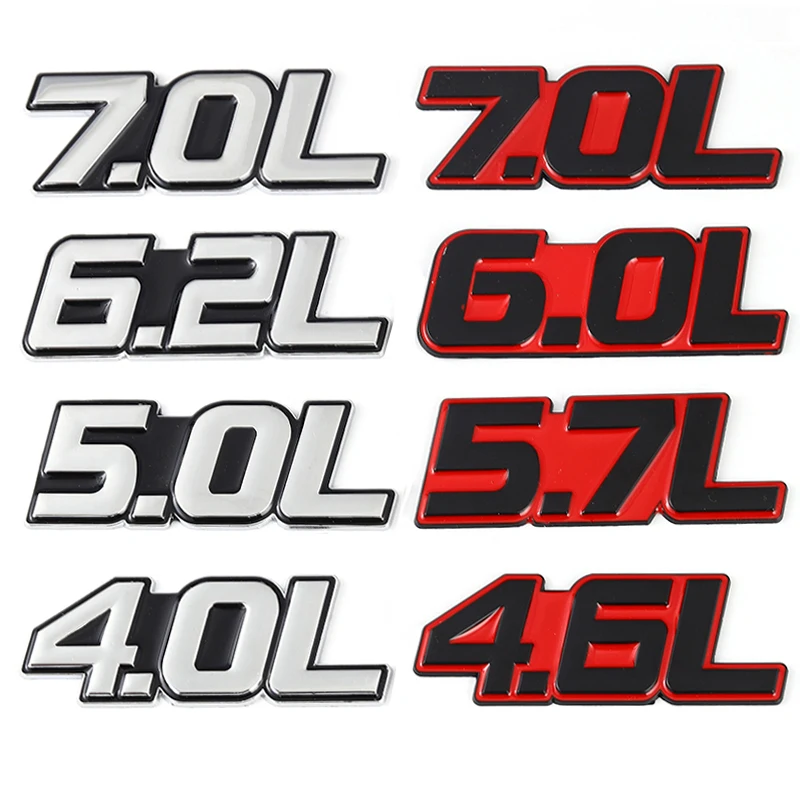 

3D Metal 4.0L 4.6L 4.7L 5.0L 5.7L 6.0L 6.2L 6.4L 7.0L Car Sticker Rear Trunk Emblem Badge Decals for BMW Audi Honda Mazda Toyota