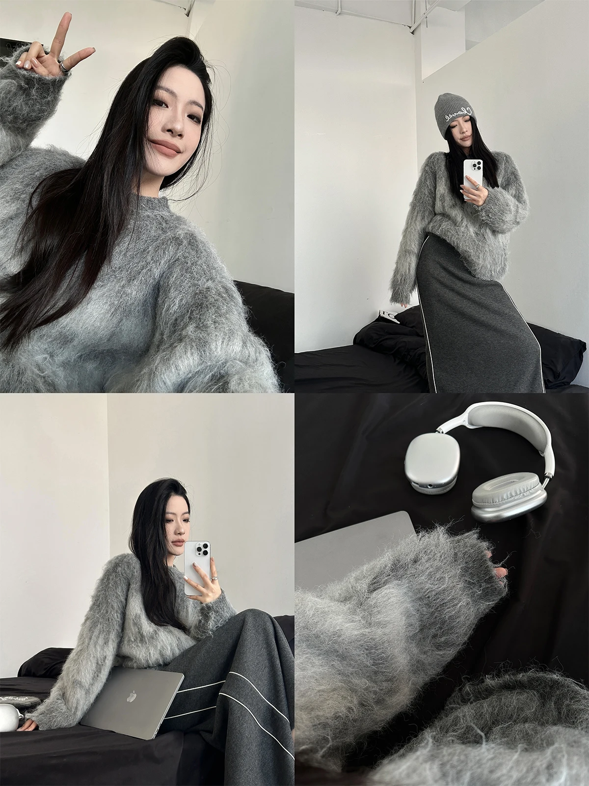 

PAPERLLL женский свободный повседневный шерстяной свитер, осень-зима, верхний цвет, дизайн с логотипом Blo, удобный ленивый сле