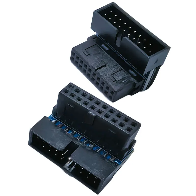 Right Angled USB 3.0 19/20-Pin Male to Female Extension Adapter 90 Degree Turn Connector Internal Header for Desktop Motherboard