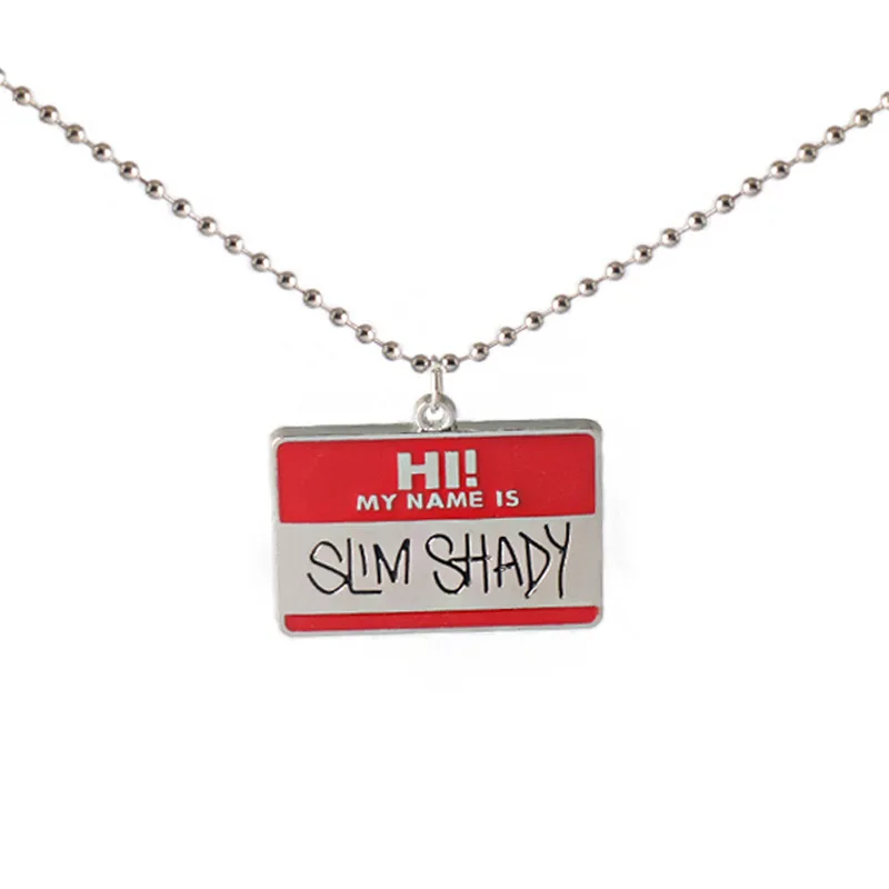 Trend Rapper Eminem Keychain Letter Hi My Name Is Slim Shady Metal Pendant Key Chain Fashion Jewelry Accessories