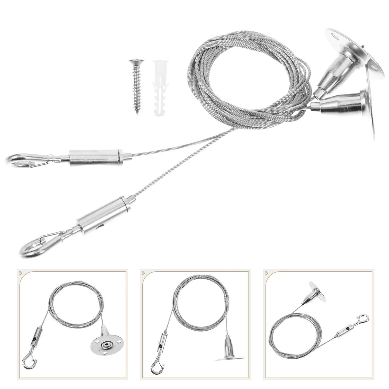 6 uds cuerda de iluminación perchas de imagen ajustables alambre colgante acero inoxidable