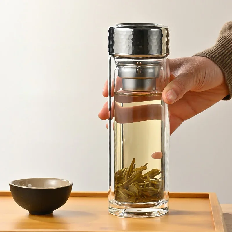Tea Water Bottle High Borosilicate Glass Double Layer Tea Water Cup Infuser Tumbler Drinkware Water Bottle With Tea Filter