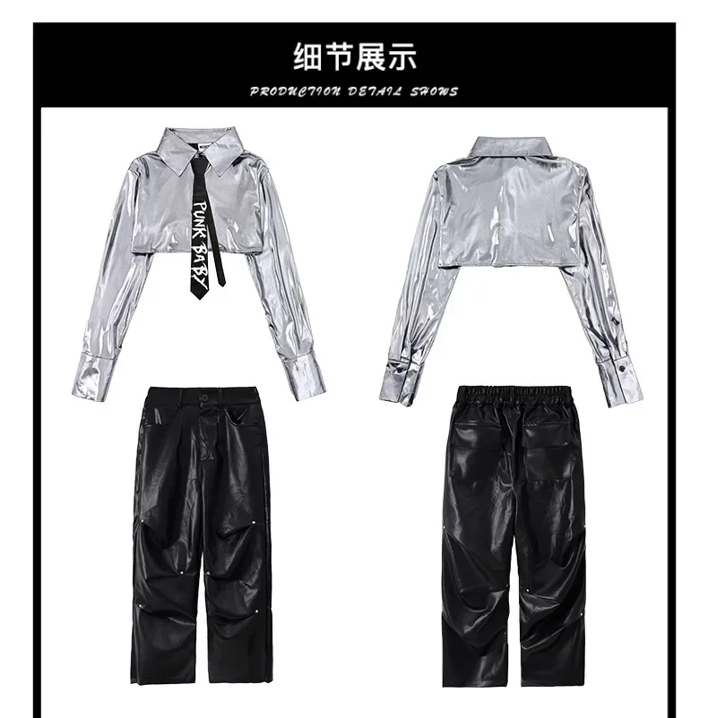 Kind Jazz K-pop Kostüm Hip Hop Kinder Pailletten Quasten Crop Top Cargo Hosen Rock Mädchen Street Dance Shorts streetwear