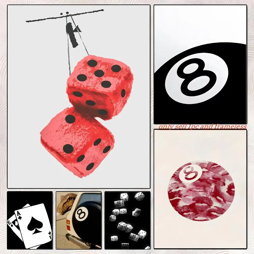 Billiard Hall Black Eight Poster Self-adhesive Painting with prints Home bedroom living room decoration