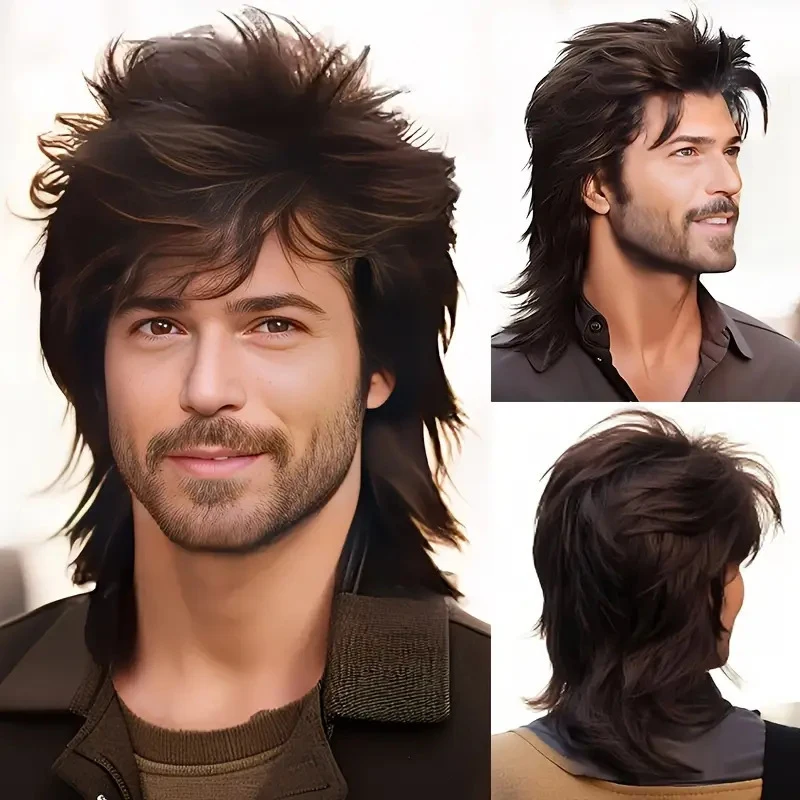 New European and American men's eel wig, 80s fancy party costume prop, golden fake hair