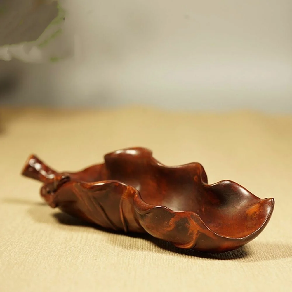 

Старая китайская чайная ложка, самшит, резная форма листа лотоса, чайная лопата, статуя, поделки