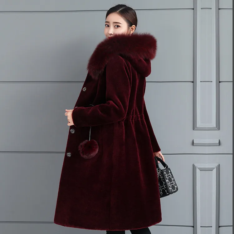 Autumn and Winter New Imitation Mink Velvet Coat Women's Mid-length Coat Large Size Thickened Imitation Fur Coat