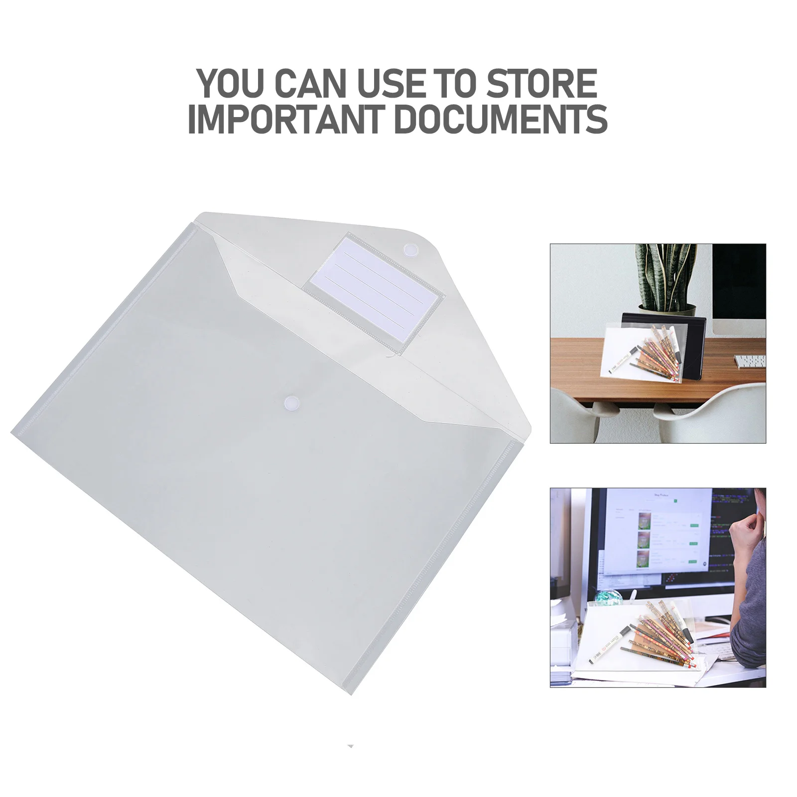 

10 Pcs Clear Document Bag Plastic Storage Pouch for Office File Holder Lightweight Small Easy Ideal Document Storage