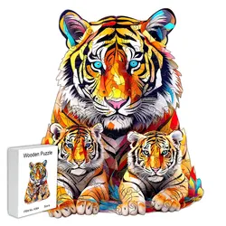 Confezione regalo in legno jigsaw Tiger bellissimo regalo per il ringraziamento puzzle animale a forma irregolare regalo di natale per lo stress adulto reli