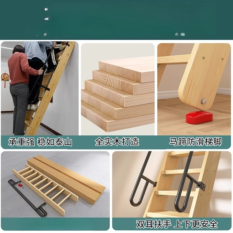 سلالم علوية من الخشب الصلب على الموضة، سلم خشبي متكامل، سلم داخلي مزدوج للمنزل #2