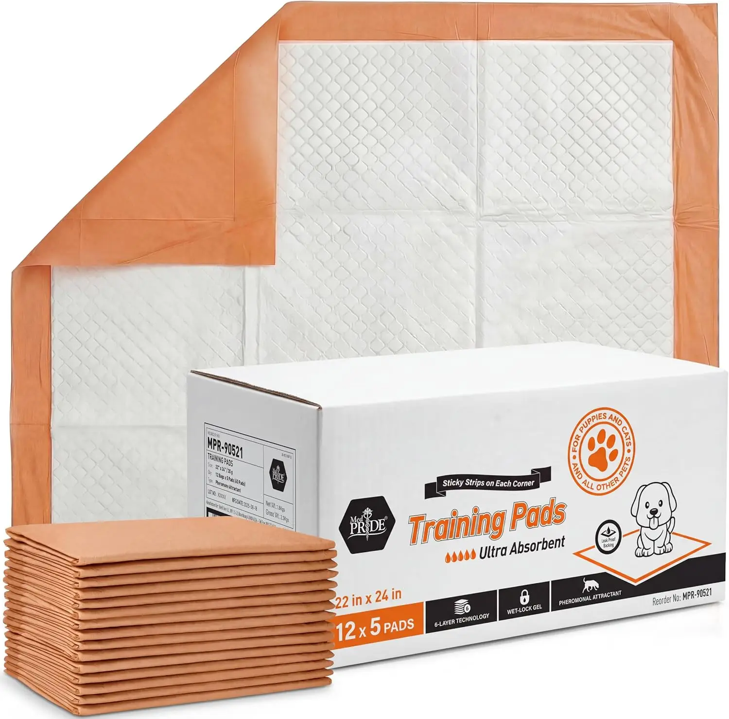 

Портативные впитывающие пеленки для дрессировки собак с аттрактантом, 5 штук, 22x24 дюйма, непромокаемые, для щенков