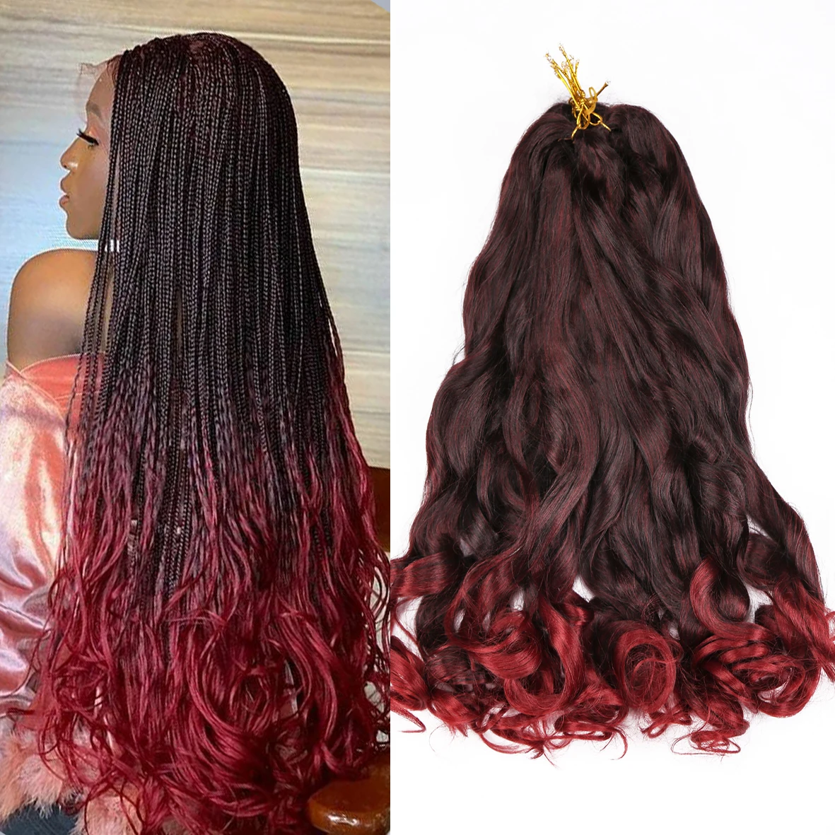 French Curly Crochet Braiding Hair Synthetic Loose Wave Ombre Braids Hair for Women Spiral Curls Pre Stretched Hair Extensions image 3