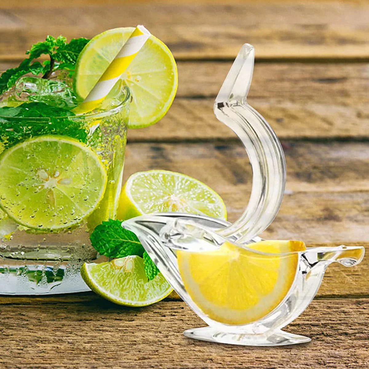 Manual Lemon Juicer,Acrylic Manual Lemon Slice Squeezer,Portable Transparent Fruit Juicer, Bird Shape, Hand Juicer (2PC)