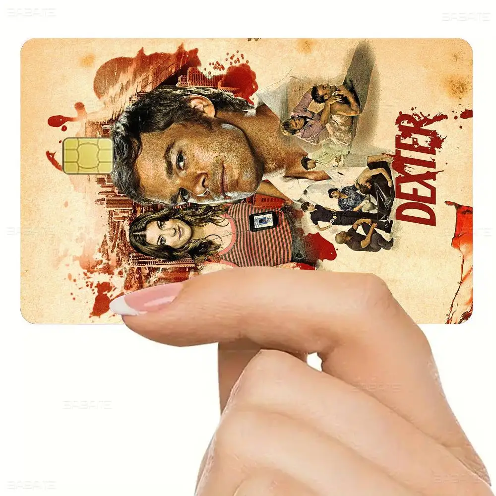 ملصقات جلدية لبطاقة الائتمان الأمريكية الكلاسيكية Horror TV Dexter بدون بقايا مقاومة للماء لبطاقة الائتمان VISA وبطاقة الوصول إلى مترو الأنفاق