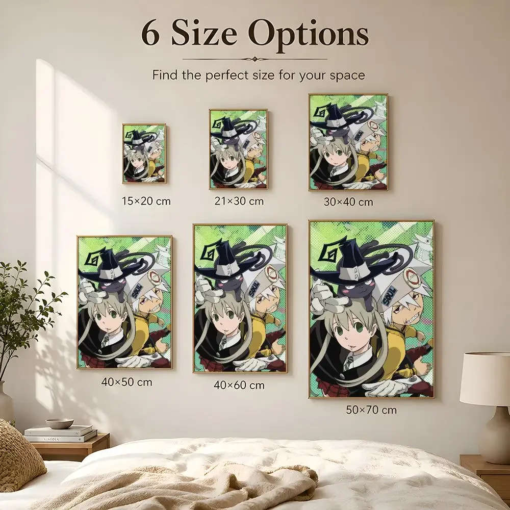 Classic Anime S-Soul E-Eater Poster Peel And Stick Matte PVC Removable Waterproof Frameless Bedroom Living Room Decor