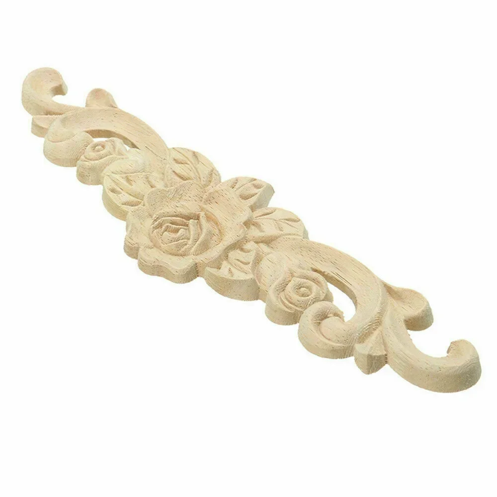 Wooden Carved Applique Furniture Unpainted Mouldings Decal Onlay Home Decor Furniture Cabinets Windows Mirrors Decoration