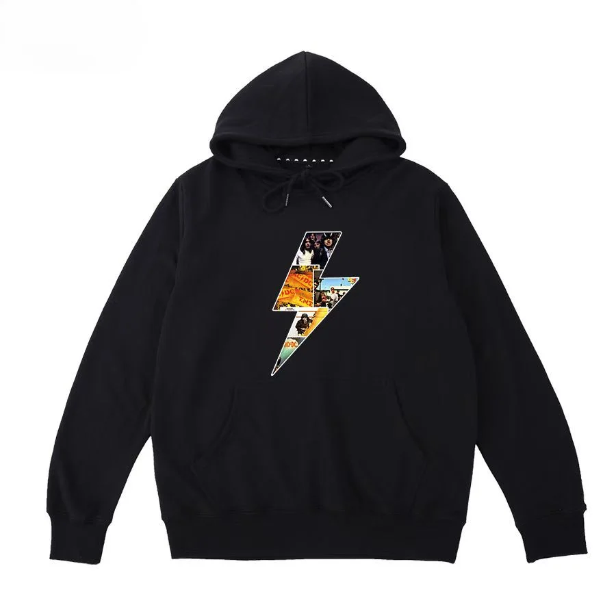 

AC Heavy Metal Rock Punk Band Lightning Cartoon Anime Retro Nostalgic Men's and Women's Hoodies Sweatshirt Fashion Trend Unisex