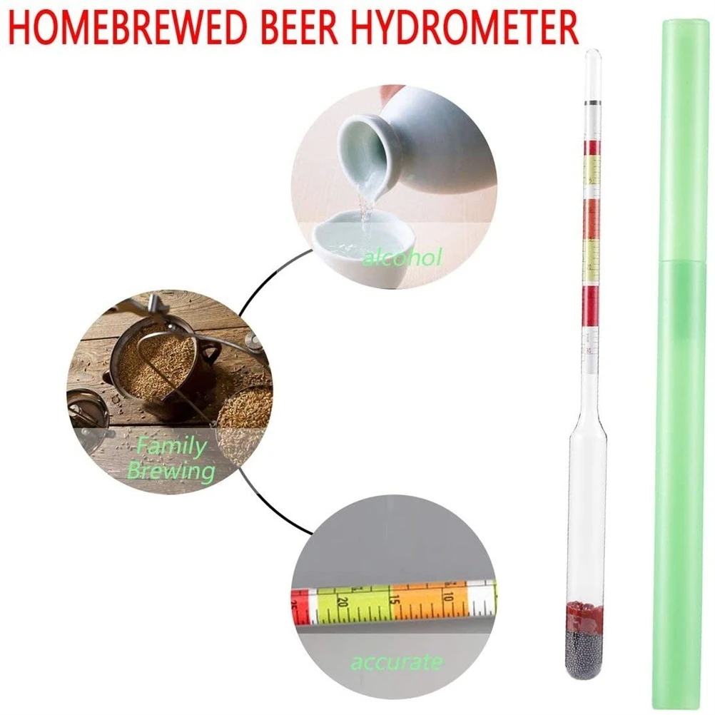3 Scale Hydrometer Glass Alcohol Brix Meter 3 in 1 Densimeter for Wine Beer 255 X 15mm