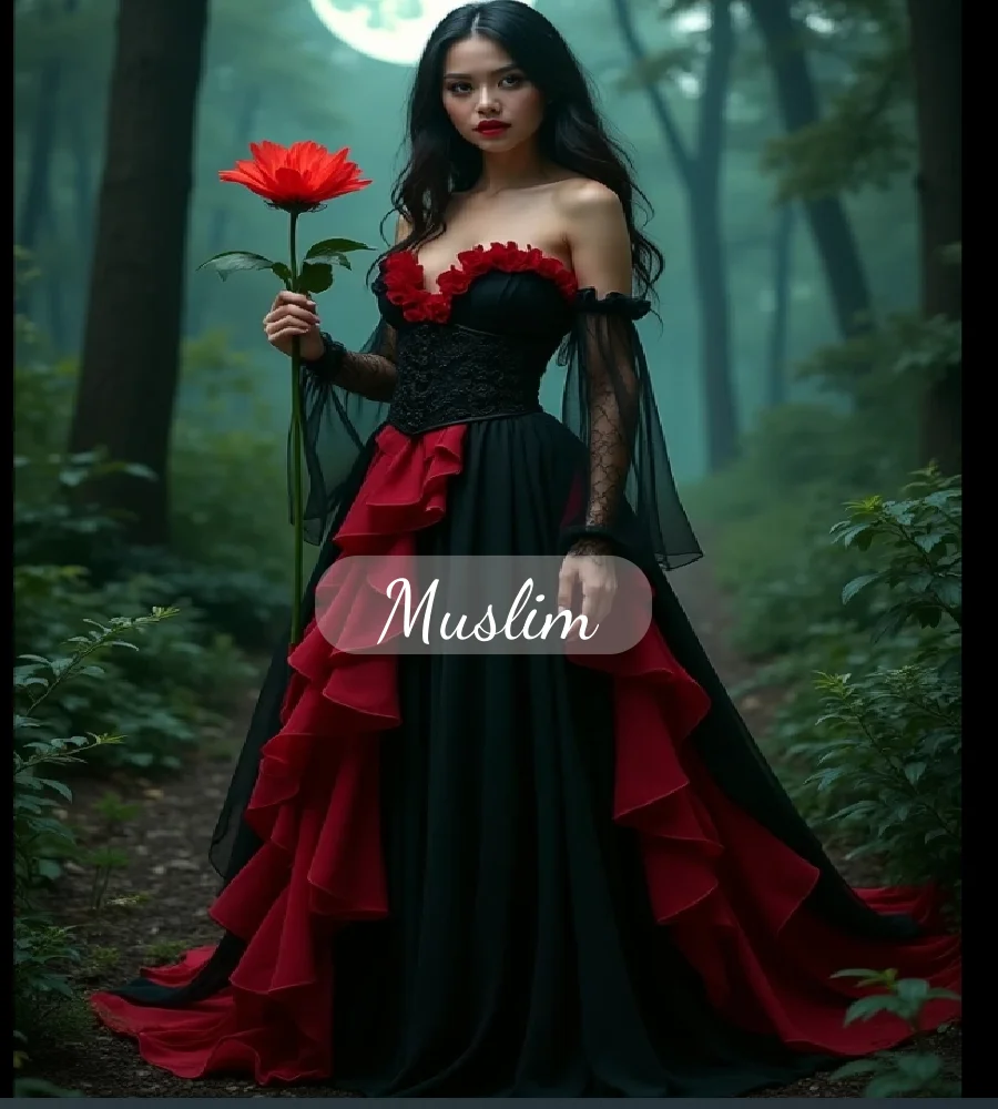 

Forest Elf Black And Red Gothic Wedding Dress Fairy Sweetheart Celtic Renaissance Bride Dress Ruffles Lace Elven Bridal Gown