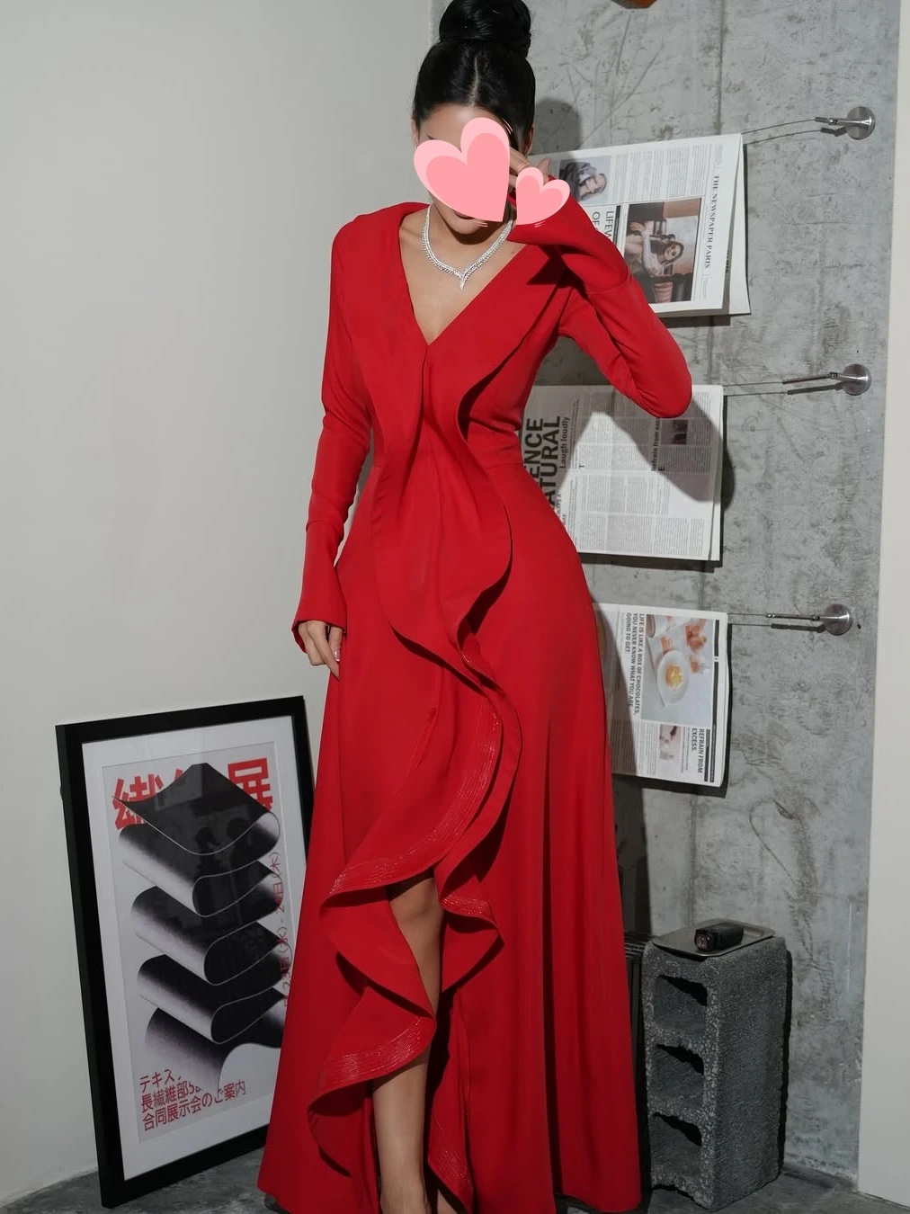 

Oisslec Dress Elegant Vintage Sweet Red Mermaid V-Neck Simple Stylish Customize Formal Occasion Prom Dress Evening Party Gowns