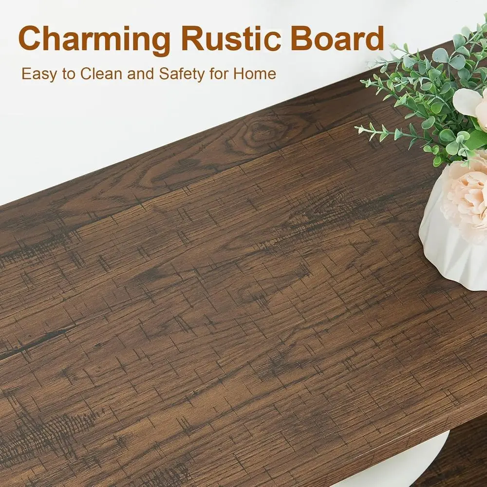 طاولة كونسول خشبية هندسية على الطراز الصناعي مع لمسات معدنية، 55 رف ريفي من 3 طبقات للمساحات المعيشة والممرات في الحاجب #6