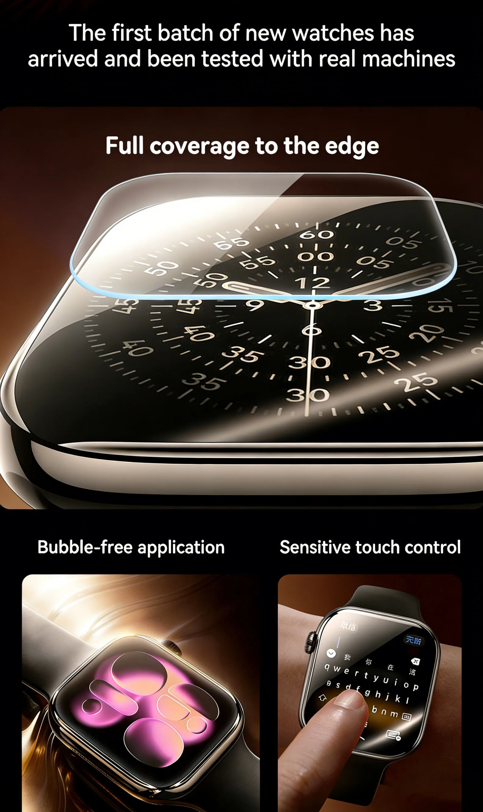 SAMZHE Displayschutzfolie für Apple Watch Serie 11/10/9/8/7/6 SE/SE2/SE3 40–46 mm, vollständig abdeckender Schutz, weichere Schutzfolie – Detail 2