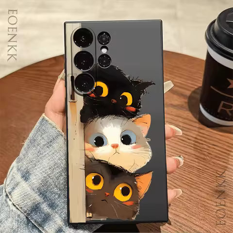 Three Little Kittens Silicone Case For Samsung Galaxy S25 S24 S23 S22 S21Ultra FE A35/A54/A55/A34 5G Note 10/20 Lite Plus Cover