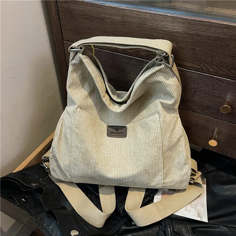 Corduroy Large Capacity Fashion Backpacks 2024 High Quality Zipper Casual Soft Versatile Simple Crossbody Bags Sewing Thread