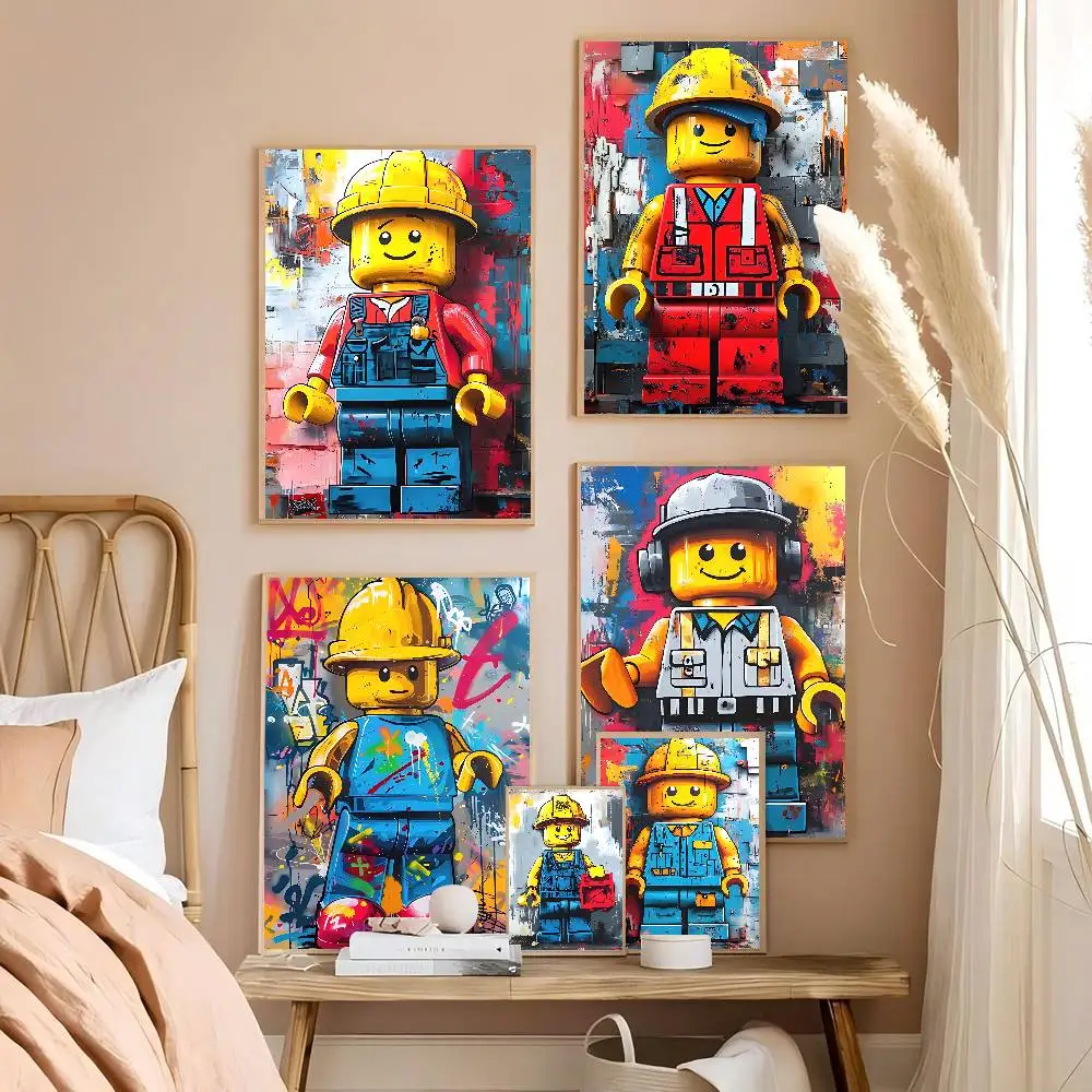 Classic Building L-LeGos Blocks Vintage Posters Sticky Whitepaper Prints Posters Artwork Posters Wall Stickers
