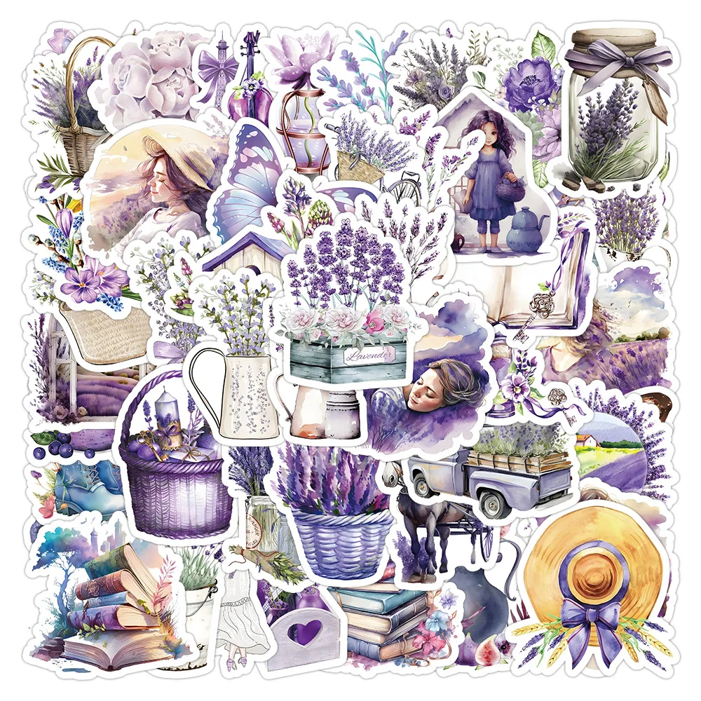 

63PCS Purple Flowers Stickers DIY Fridge Guitar Laptop Motorcycle Skateboard Graffiti Joke Sticker Decal Kid Toys Gift