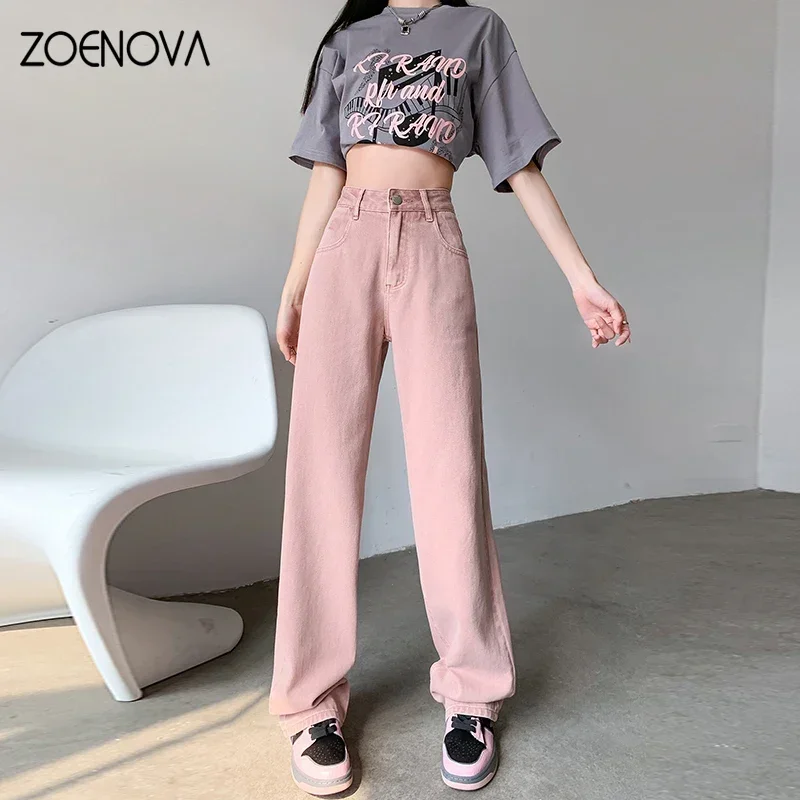 ZOENOVA Y2K Straight Mom Jeans Women Summer 2023  High Waist Baggy Wide Leg Pants High Street Ins Korea Fashion Vintage Clothes