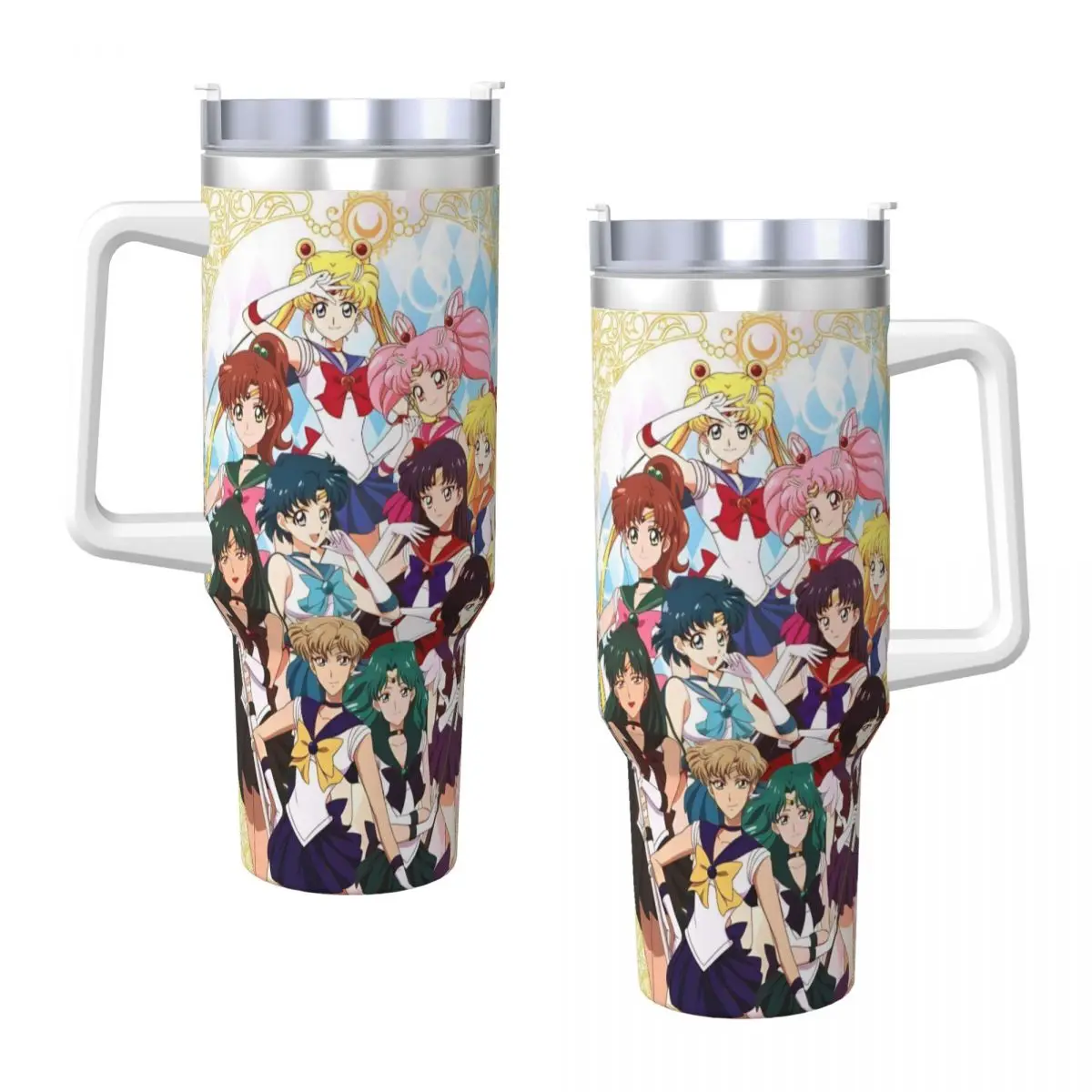 Stainless Steel Tumbler S-Sailor Moons Friends Shot Car Mugs With Straws Camping Drink Water Bottle Portable Large Coffee Mug