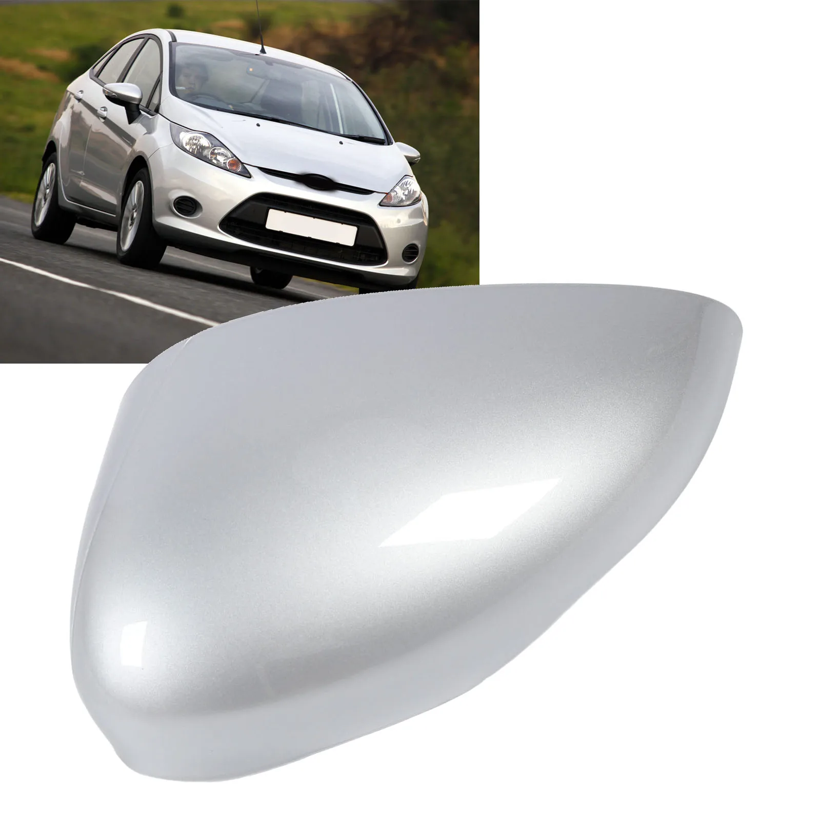 

Крышка зеркала заднего вида, сильная защита, устойчивая к атмосферным воздействиям, крышка зеркала на крыле из АБС-пластика для Fiesta от 2008 до 2017, серебристая