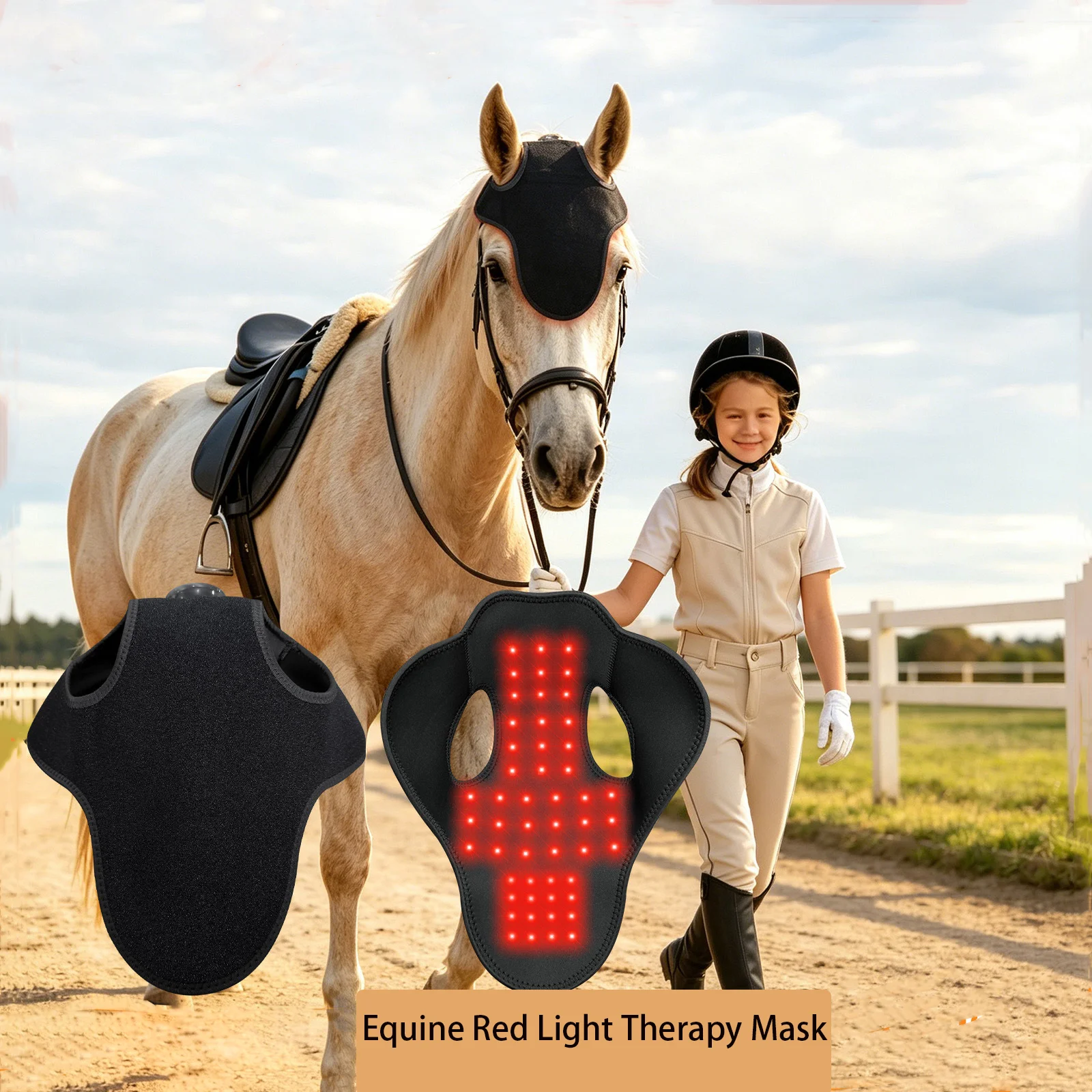 Wireless Rechargeable Equine Red Light Therapy Face Mask Horse Pain Recovery Pad