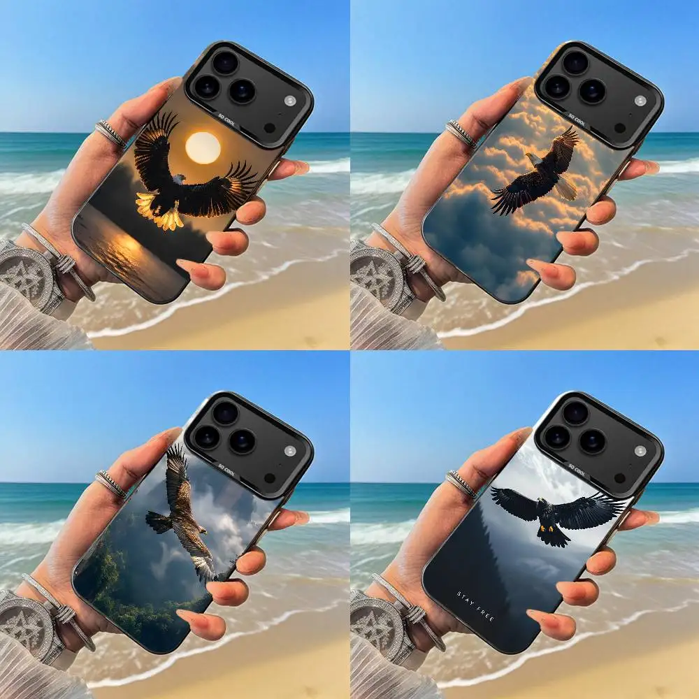 حافظة هاتف Eagle Hawk Falcon Bird حافظة سوداء لهاتف iPhone17,16,15,14,13,12,Pro,Max,Plus,E,SE4,Air,Mini
